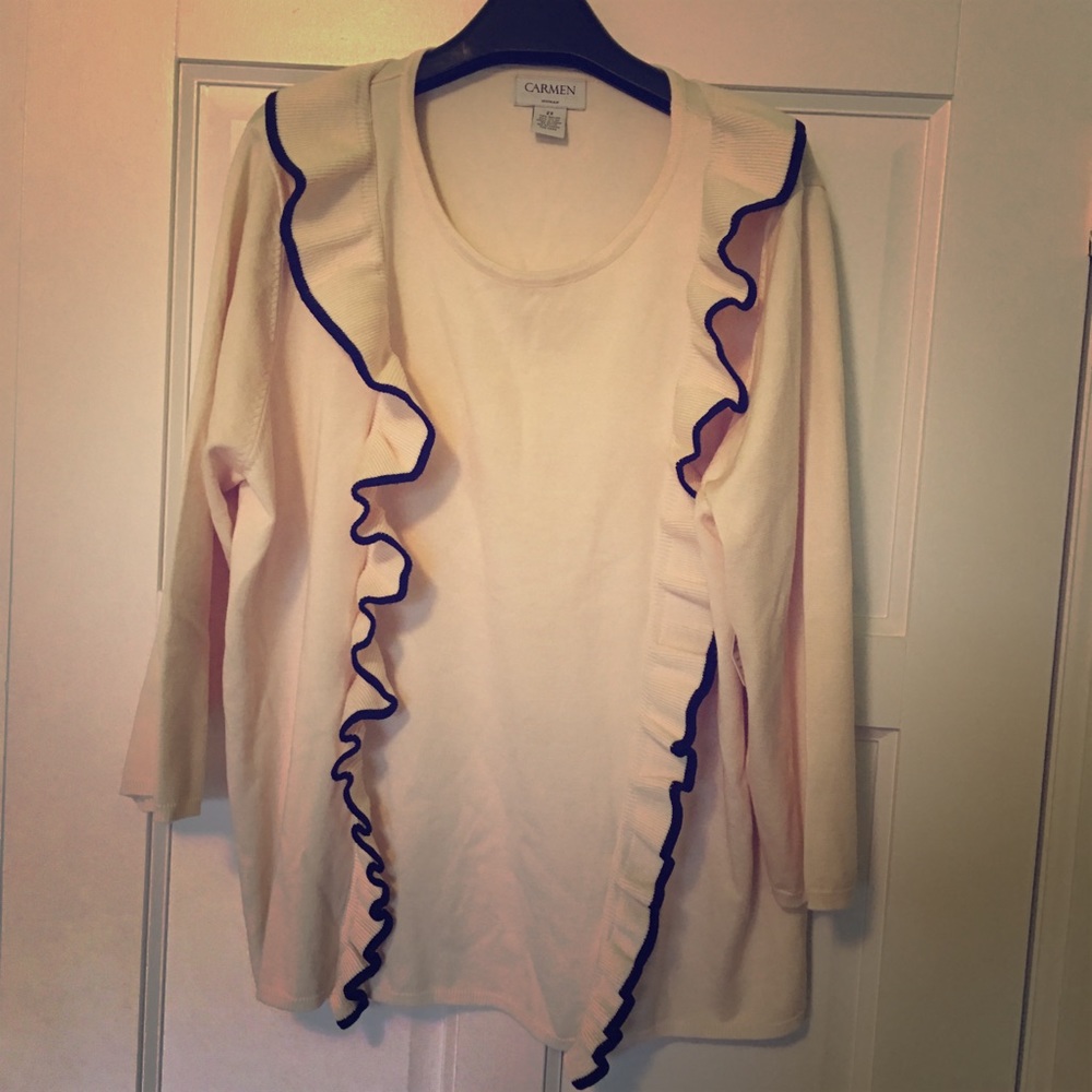 Ruffle front pullover sweater